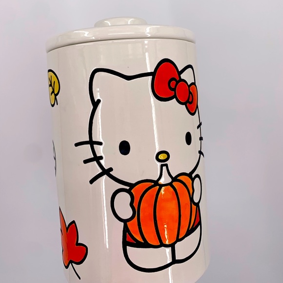 Sanrio Other - Hello Kitty Halloween Fall Pumpkin Ceramic Cookie Jar Canister w Lid NEW 8”